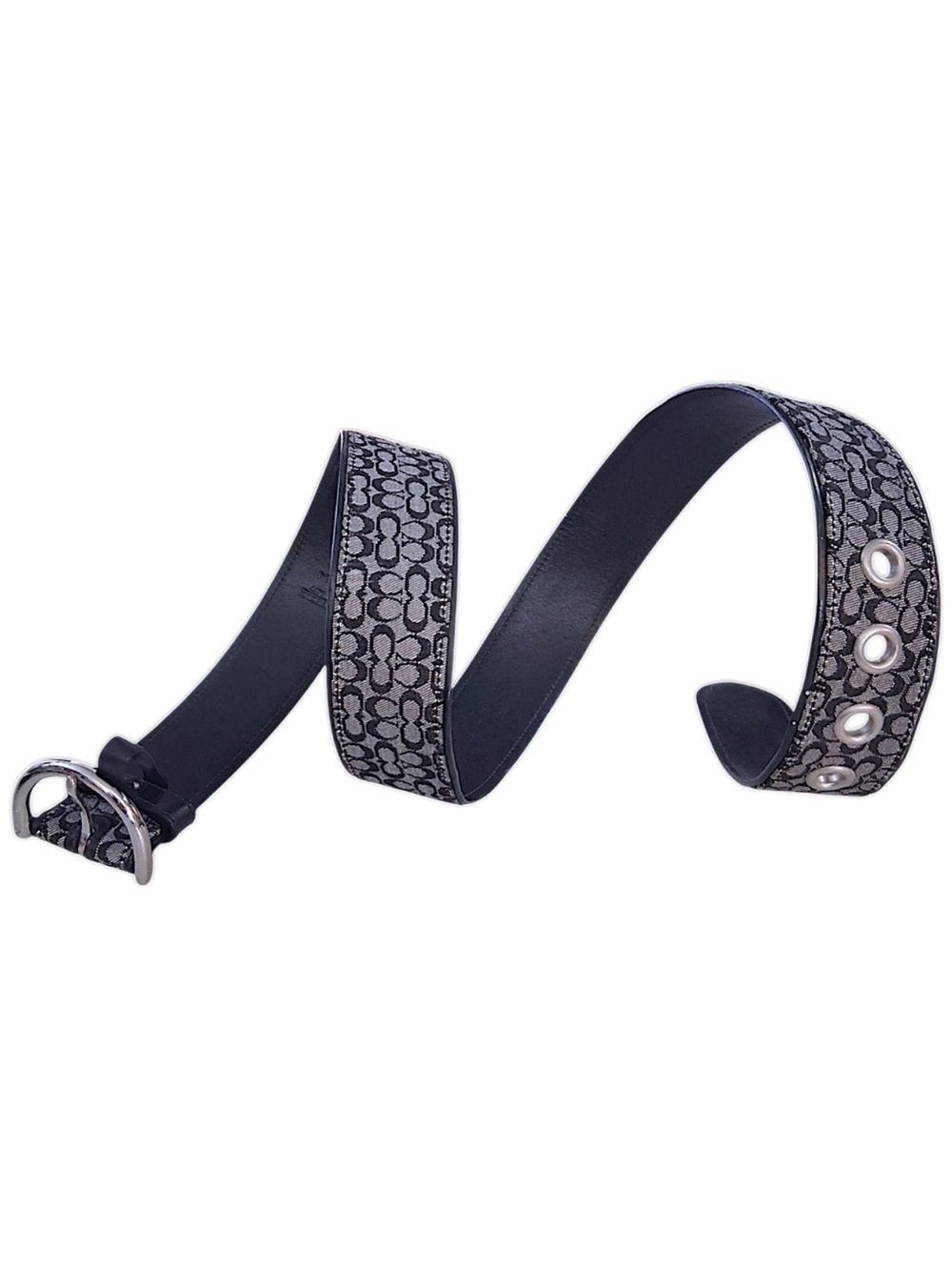 Coach Black & Gray Signature Monogram Belt with Silver Hardware Sz M - Picture 1 of 15